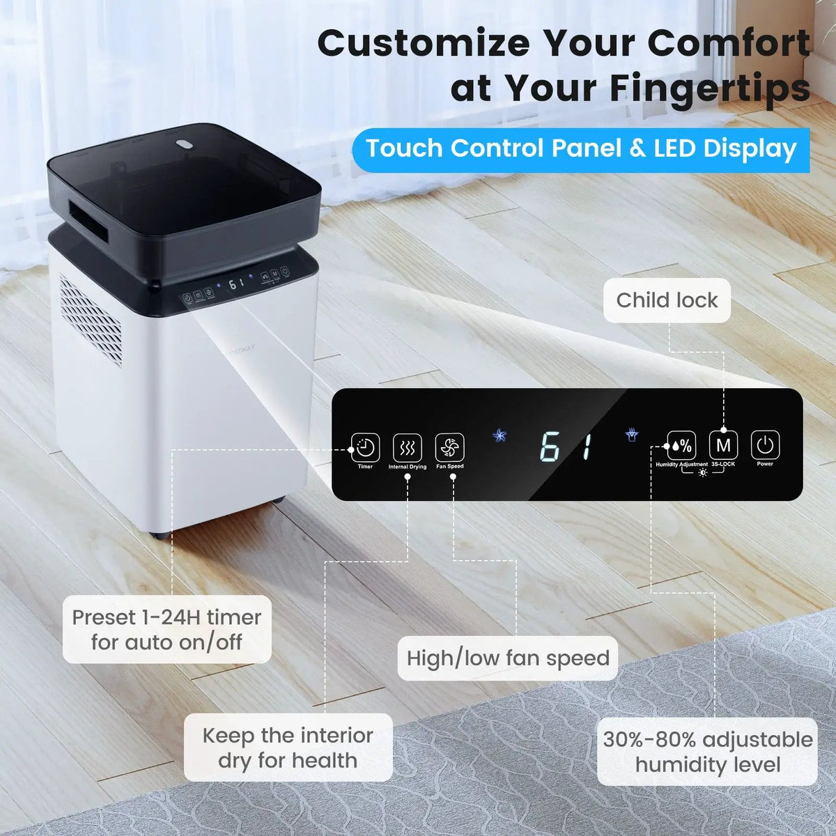 70/90 Pint 4500/6000 Sq. Ft Dehumidifier with Continuous and Auto Mode, photo 8 of 9