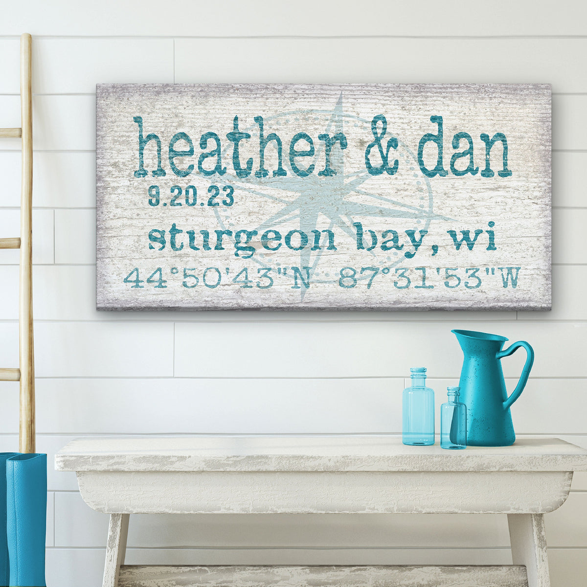 Personalized Home Name Coordinates Canvas Sign, photo 5 of 6