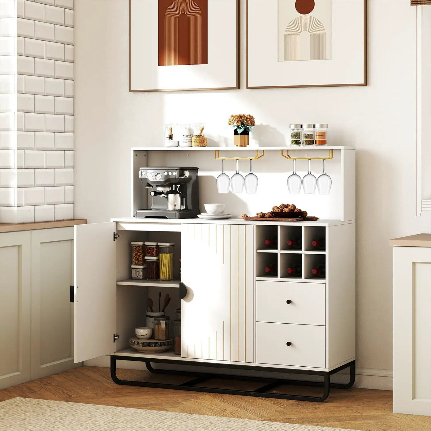 Bar Cabinet with Wine Rack and Glass Holder - 47" Wide by DirectDeals