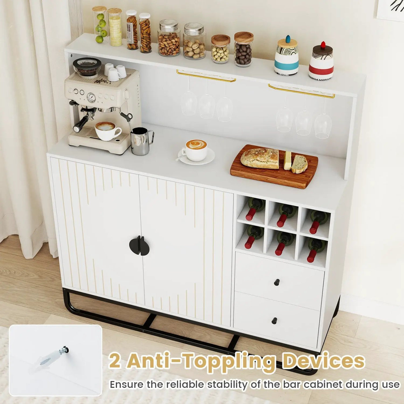 Bar Cabinet with Wine Rack and Glass Holder - 47" Wide by DirectDeals