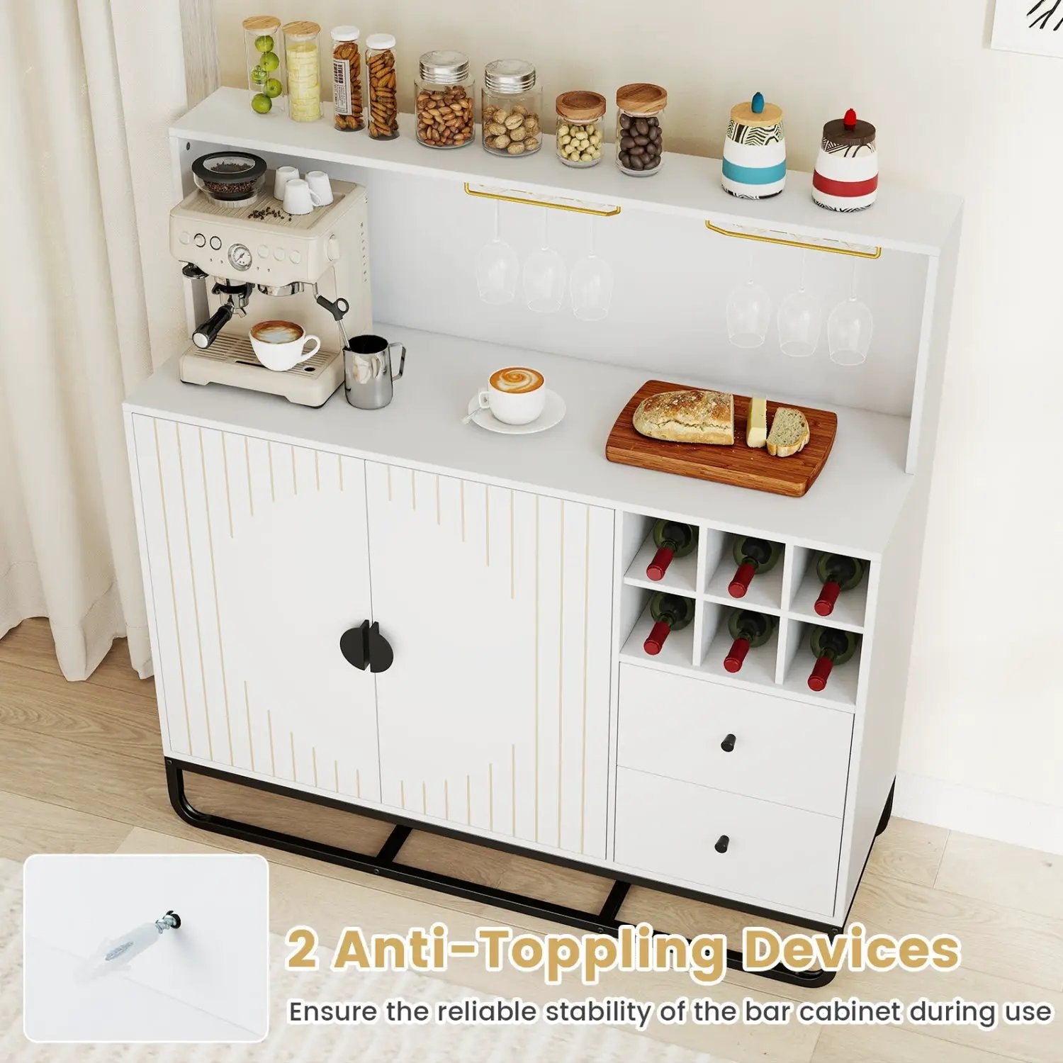 Bar Cabinet with Wine Rack and Glass Holder - 47" Wide by DirectDeals