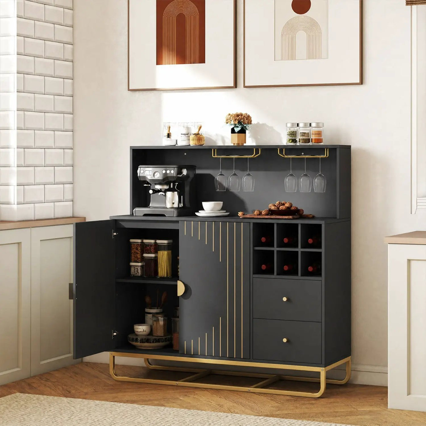 Bar Cabinet with Wine Rack and Glass Holder - 47" Wide by DirectDeals