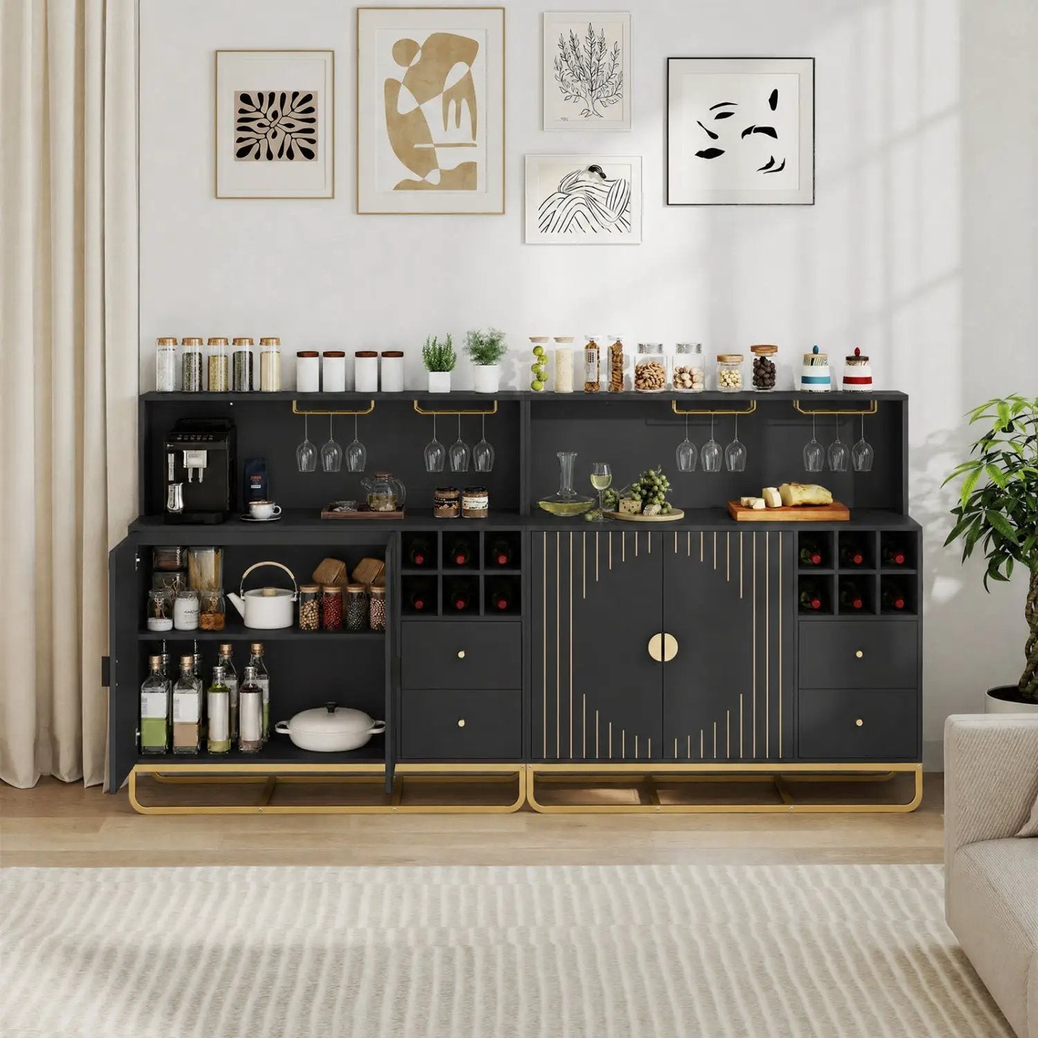 Bar Cabinet with Wine Rack and Glass Holder - 47" Wide by DirectDeals