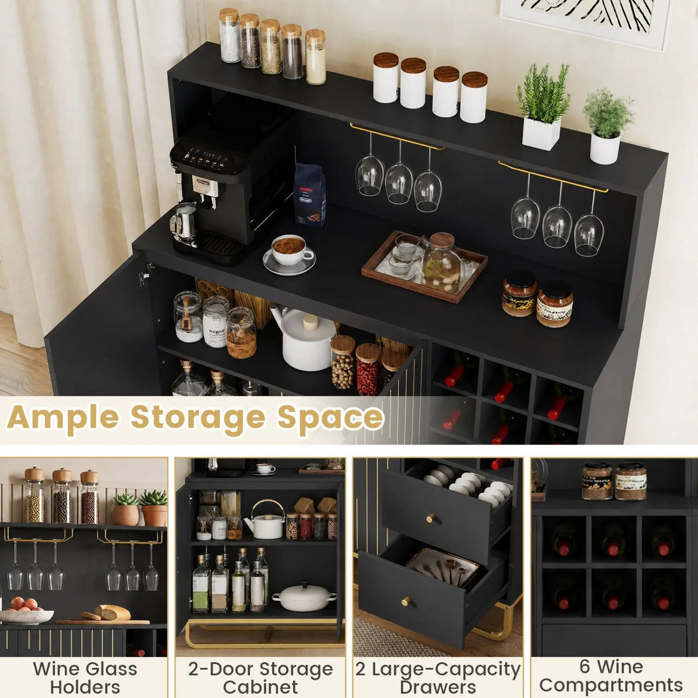 Bar Cabinet with Wine Rack and Glass Holder - 47" Wide by DirectDeals