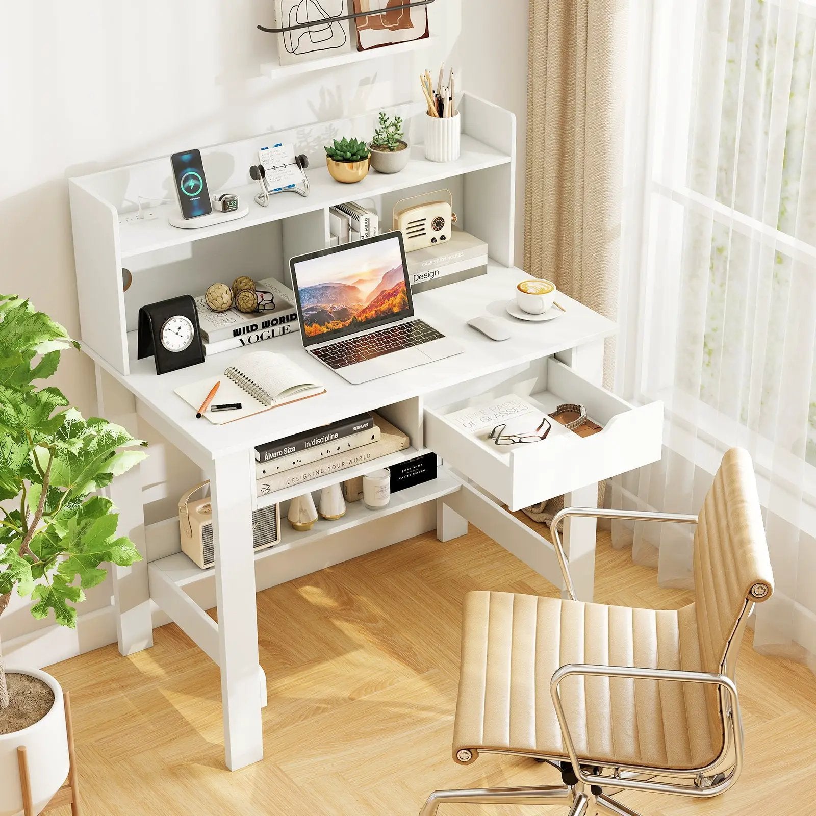 Home Office Computer Desk with Storage Shelves and Drawer Ideal for Working and Studying by DirectDeals
