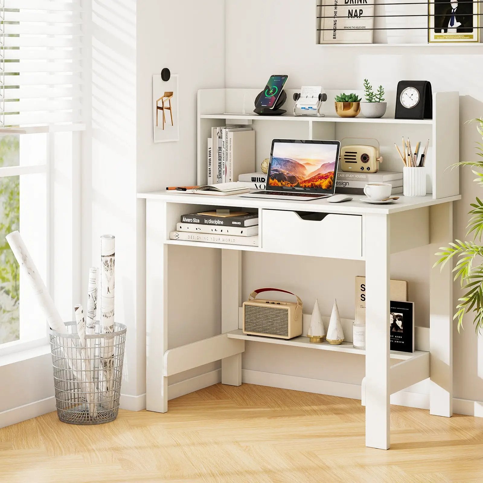 Home Office Computer Desk with Storage Shelves and Drawer Ideal for Working and Studying by DirectDeals