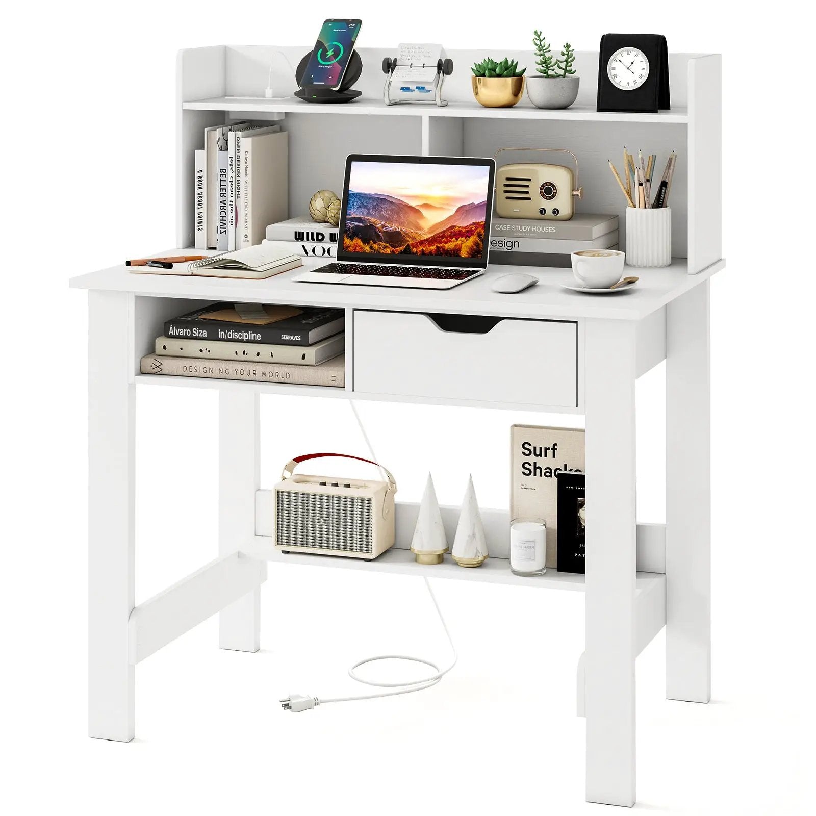 Home Office Computer Desk with Storage Shelves and Drawer Ideal for Working and Studying by DirectDeals