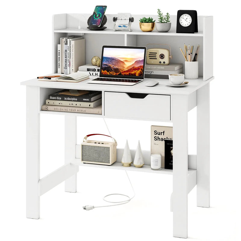 Home Office Computer Desk with Storage Shelves and Drawer Ideal for Working and Studying by DirectDeals