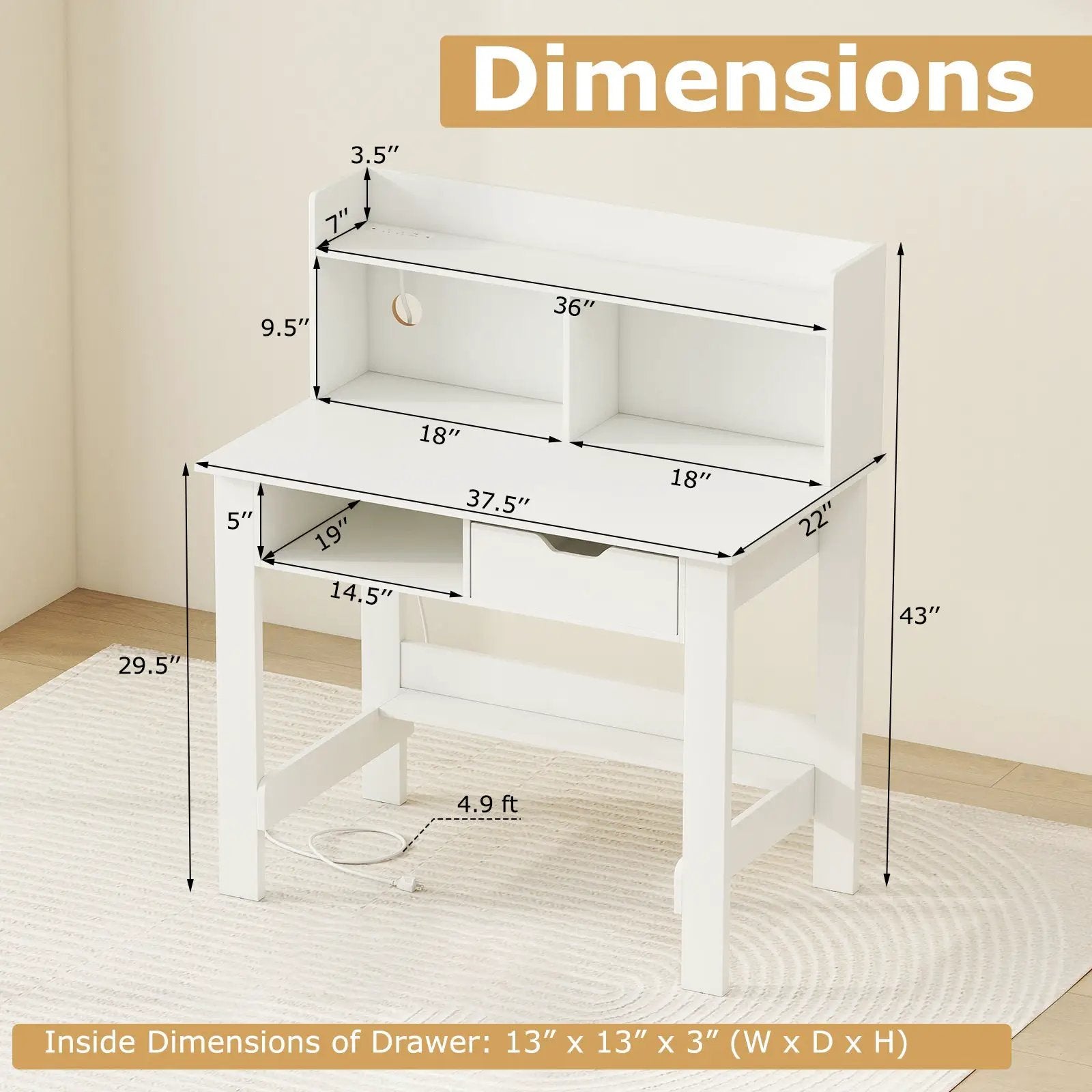 Home Office Computer Desk with Storage Shelves and Drawer Ideal for Working and Studying by DirectDeals