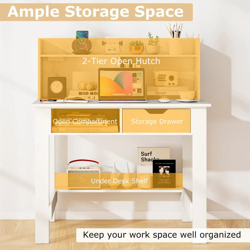 Home Office Computer Desk with Storage Shelves and Drawer Ideal for Working and Studying by DirectDeals