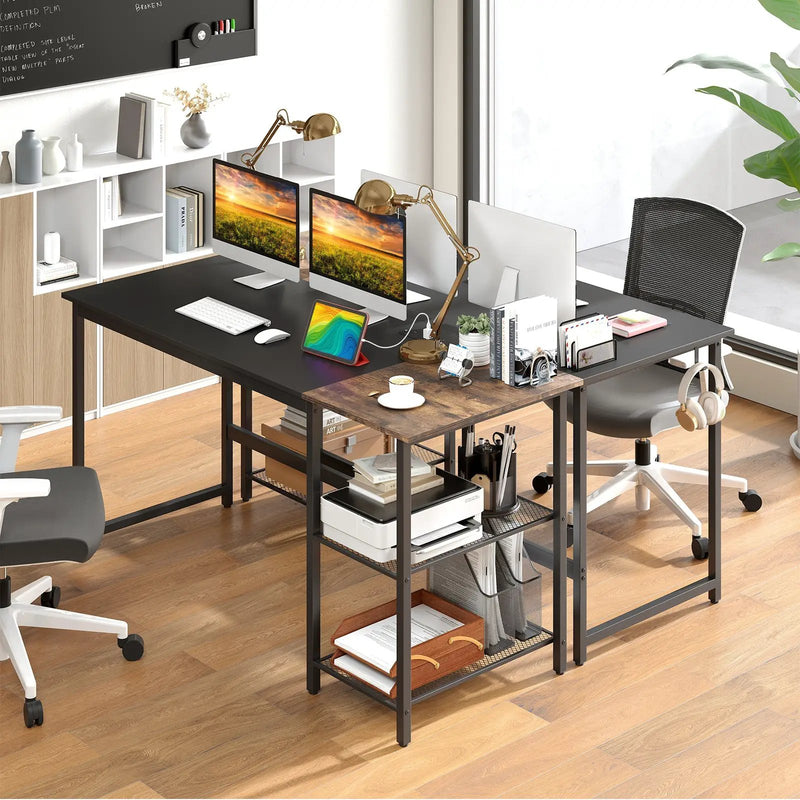 59 Inch Home Office Computer Desk with Removable Storage Shelves by DirectDeals