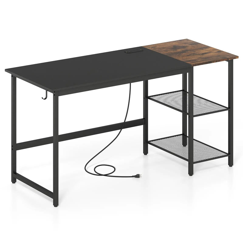 59 Inch Home Office Computer Desk with Removable Storage Shelves by DirectDeals