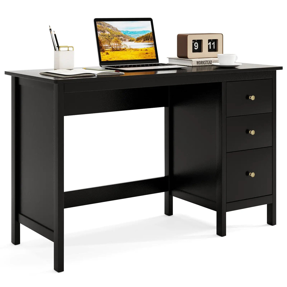 3-Drawer Home Office Study Computer Desk with Spacious Desktop, photo 4 of 10