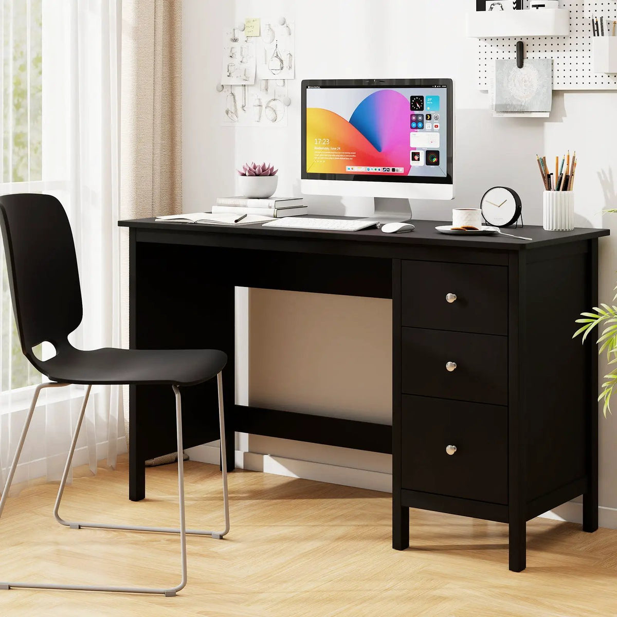 3-Drawer Home Office Study Computer Desk with Spacious Desktop, photo 6 of 10