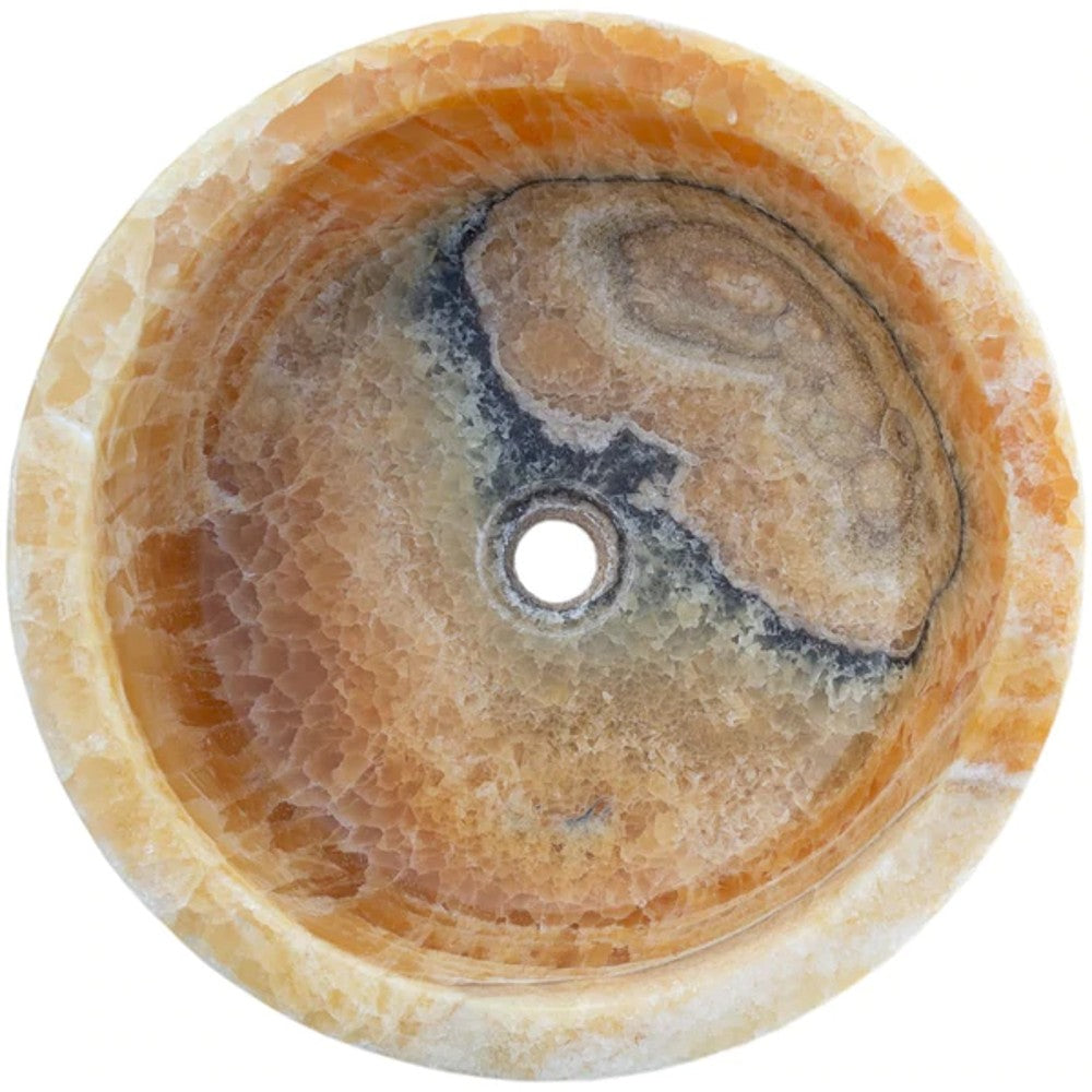 Turkish Honey Onyx Natural Stone Drop-In Vessel Sink 16x6 Inch - Polished Finish by GobekDesign