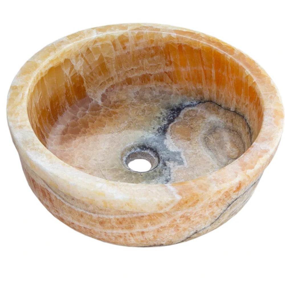 Turkish Honey Onyx Natural Stone Drop-In Vessel Sink 16x6 Inch - Polished Finish by GobekDesign