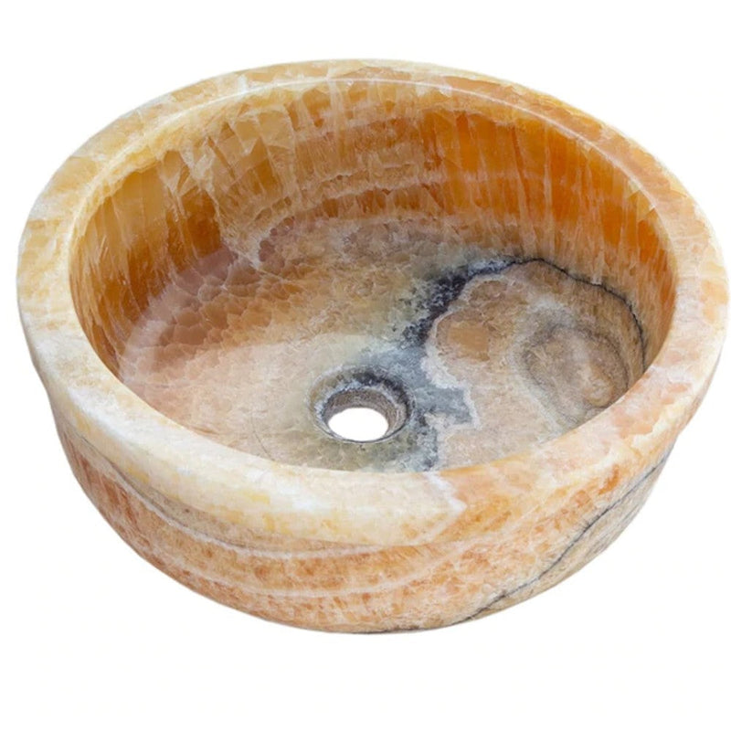 Natural Stone Honey Onyx Drop-in Vessel Sink Polished (D)16" (H)6" by GobekDesign