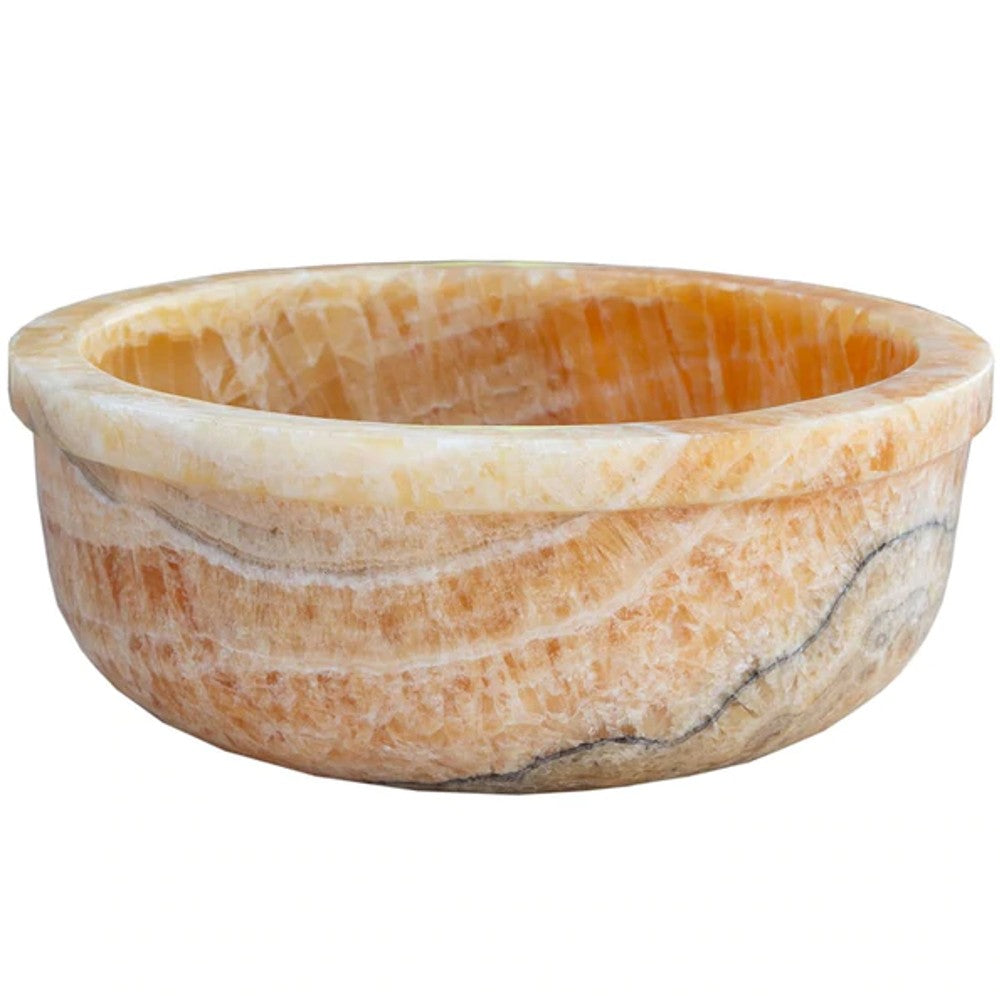 Turkish Honey Onyx Natural Stone Drop-In Vessel Sink 16x6 Inch - Polished Finish by GobekDesign