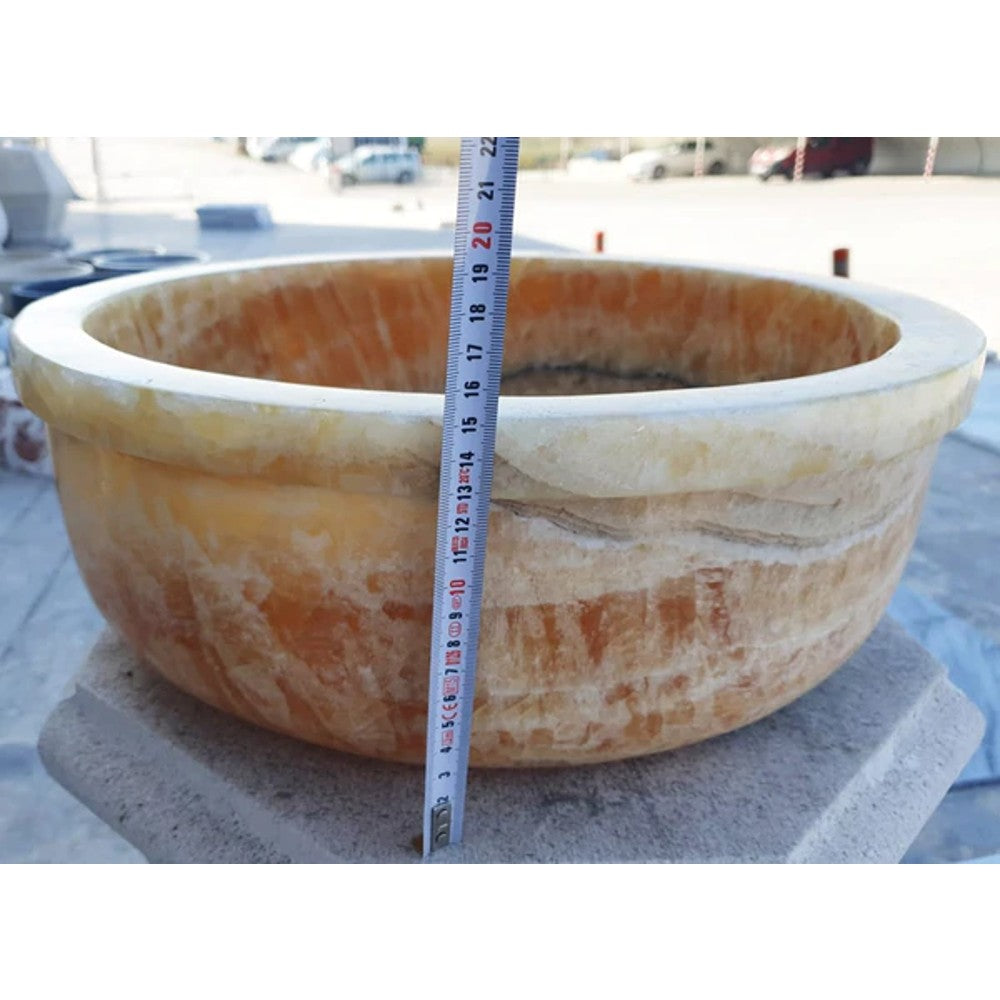 Turkish Honey Onyx Natural Stone Drop-In Vessel Sink 16x6 Inch - Polished Finish by GobekDesign
