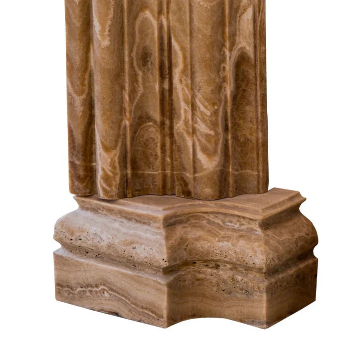 Honey Onyx Translucent Natural Stone French Villa Style Hand-carved Fireplace Surround (W)6" (L)57" (H)52" by GobekDesign