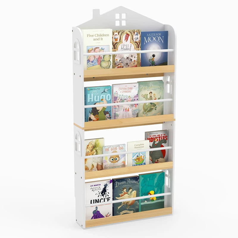 House-Shaped Kids Bookshelf with Anti-falling Baffles-White by DirectDeals