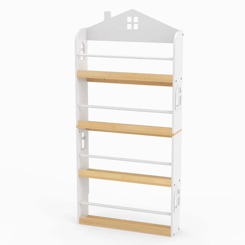 House-Shaped Kids Bookshelf with Anti-falling Baffles-White by DirectDeals