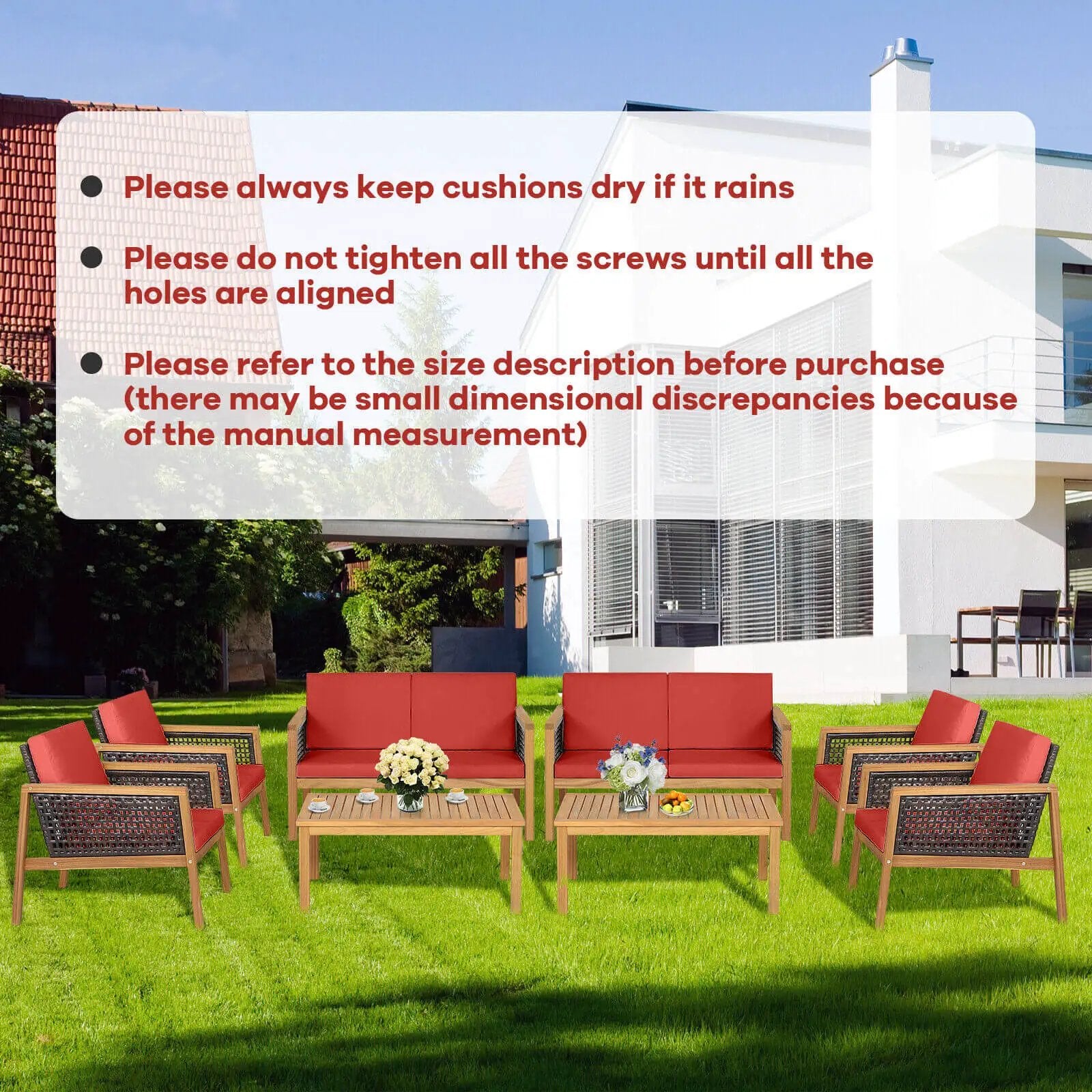 4 Pieces Patio Rattan Furniture Set with Removable Cushions by DirectDeals