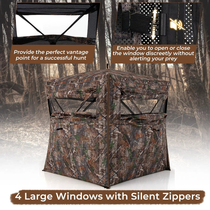 Hunting Blind 360 Degree One-Way See-Through Ground Blind for 2-3 Person by DirectDeals