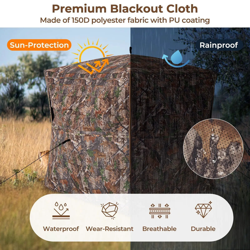 Hunting Blind 360 Degree One-Way See-Through Ground Blind for 2-3 Person by DirectDeals
