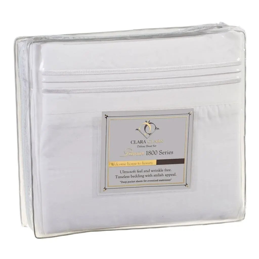 Queen size 4 Piece Sheet Set in White Microfiber by HomePacific