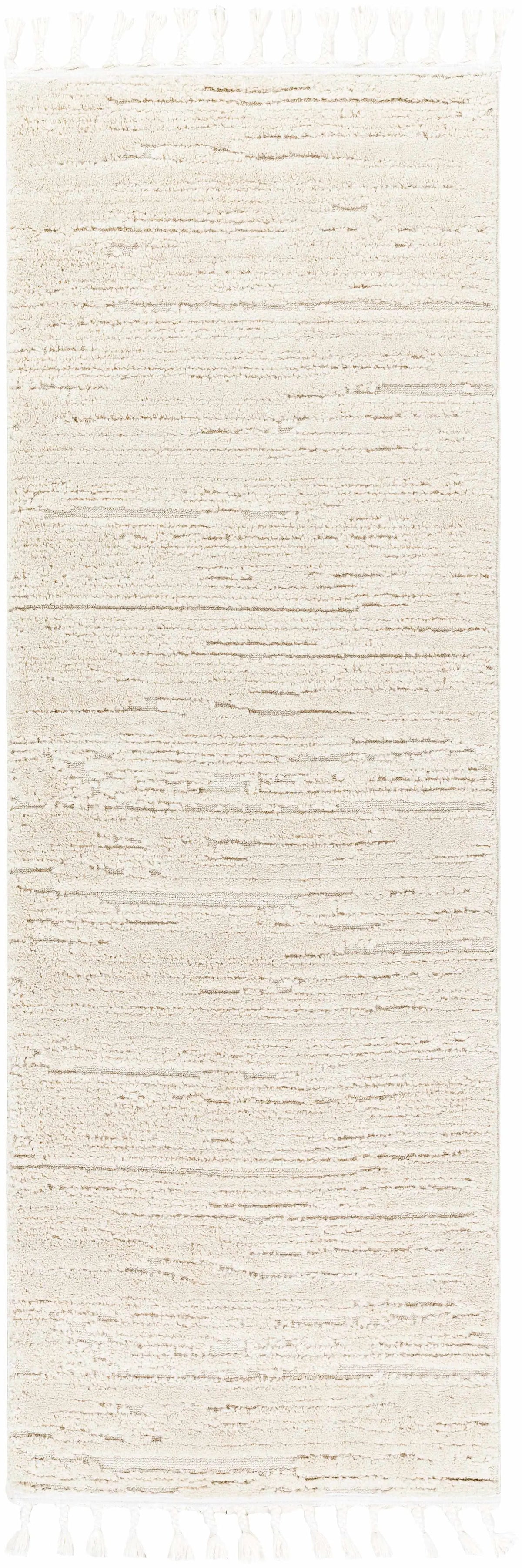 Ibarra Textured Ivory High/Low Pile Rug with Tassels, photo 3 of 18