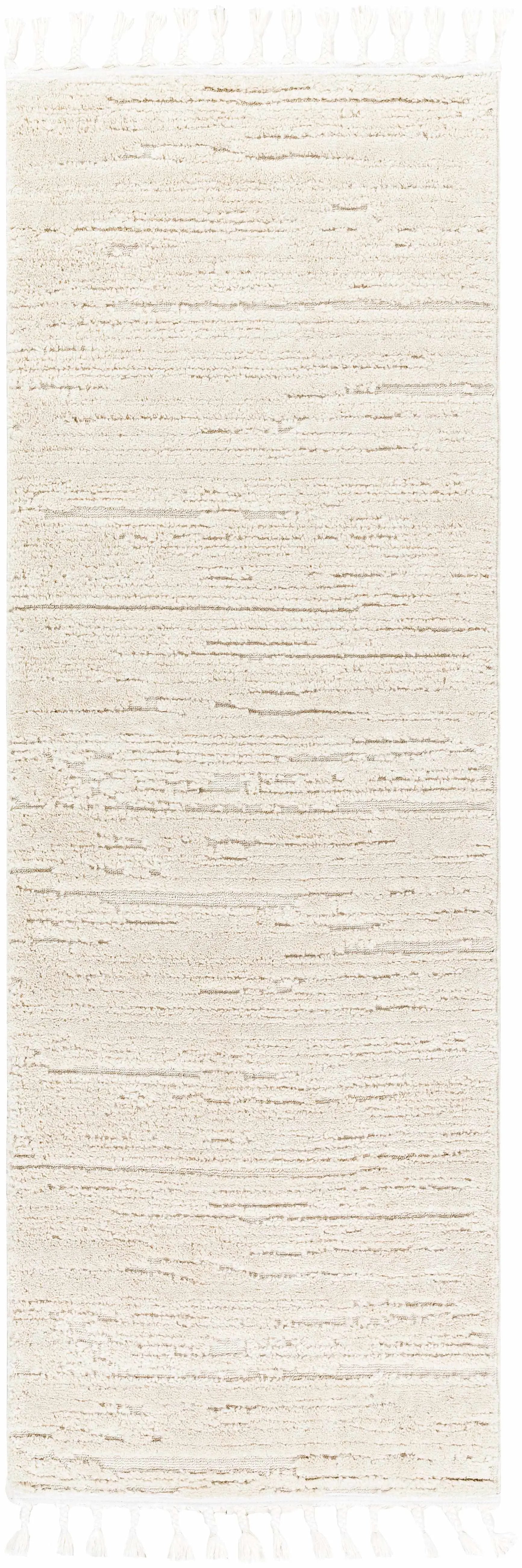 Ibarra Textured Ivory High/Low Pile Rug with Tassels by Boutique Rugs