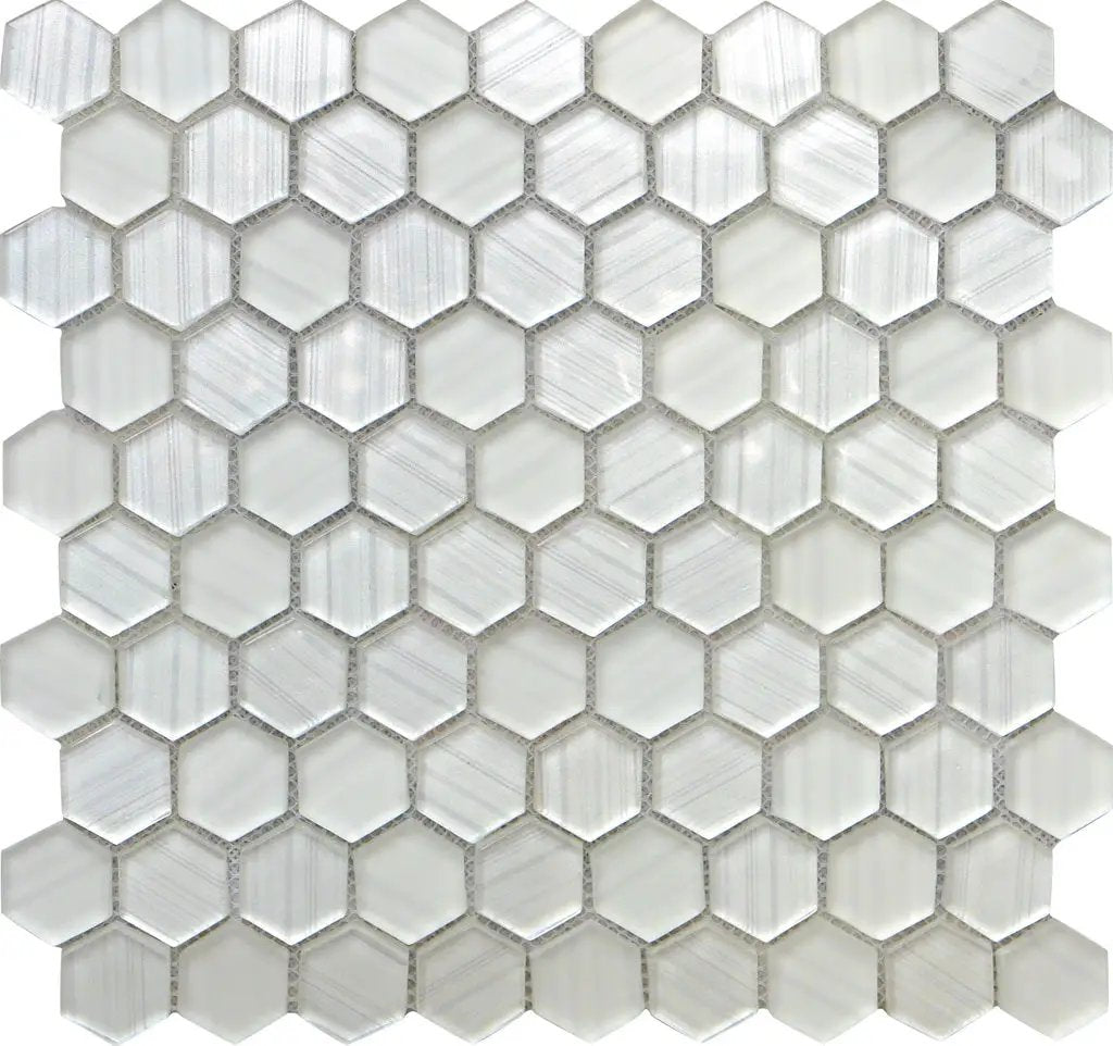 White 12x12 Hexagon Glossy Matte Glass Mosaic Tile (5 pack, 4.83 sq ft/case) by Apollo Tile