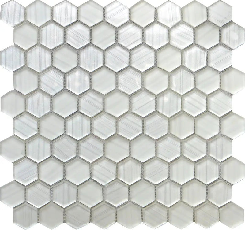 White 12x12 Hexagon Glossy Matte Glass Mosaic Tile (5 pack, 4.83 sq ft/case) by Apollo Tile