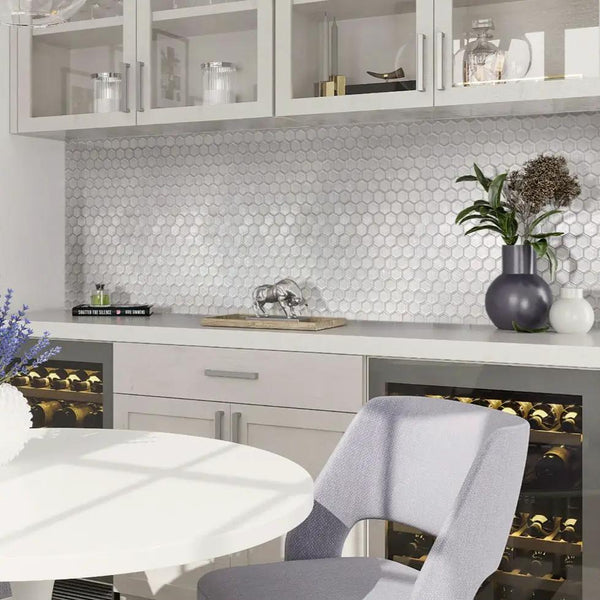 White 12x12 Hexagon Glossy Matte Glass Mosaic Tile (5 pack, 4.83 sq ft/case)