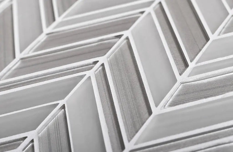 White 10x10 Chevron Glossy Matte Glass Mosaic Tile by Apollo Tile