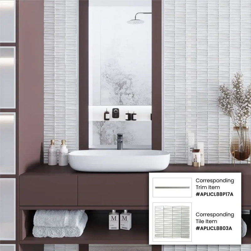 White 12x13 Trapezium Glossy Matte Glass Mosaic Tile (5 pack, 5.38 sq ft/case) by Apollo Tile