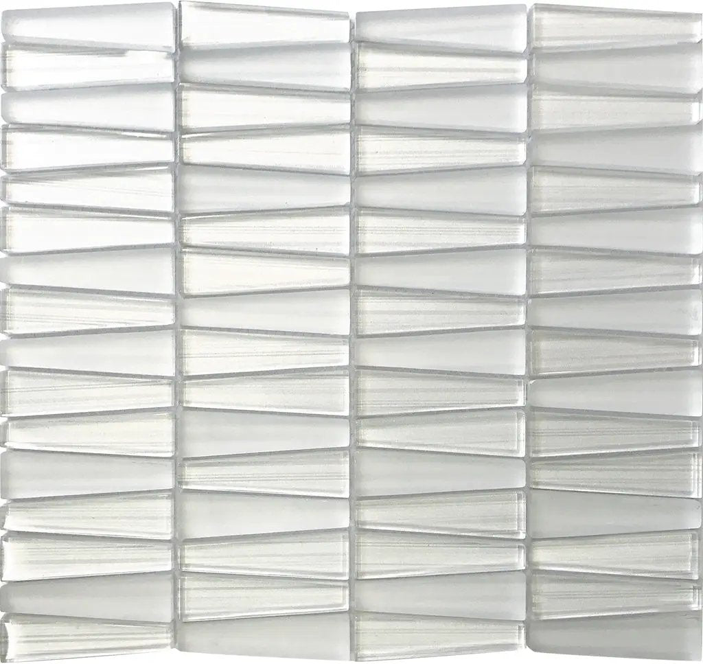 White 12x13 Trapezium Glossy Matte Glass Mosaic Tile (5 pack, 5.38 sq ft/case) by Apollo Tile