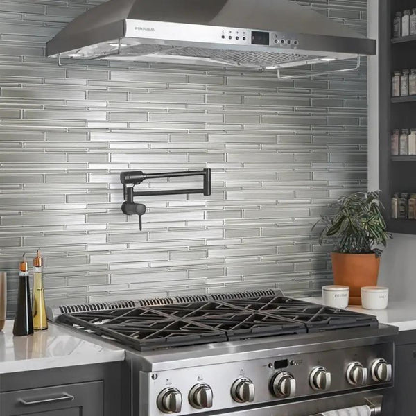 White 12x12 Linear Glossy Matte Glass Mosaic Tile (5 pack, 5 sq ft/case)