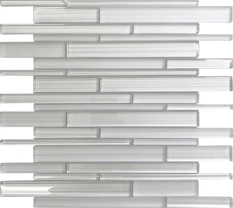 White 12x12 Linear Glossy Matte Glass Mosaic Tile (5 pack, 5 sq ft/case) by Apollo Tile