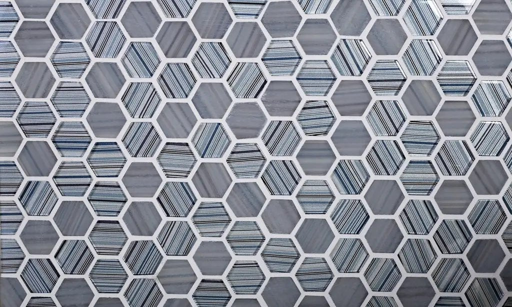 Blue Gray 12x12 Glossy Matte Hexagon Glass Mosaic Tile (5 pack, 4.83 sq ft/case) by Apollo Tile