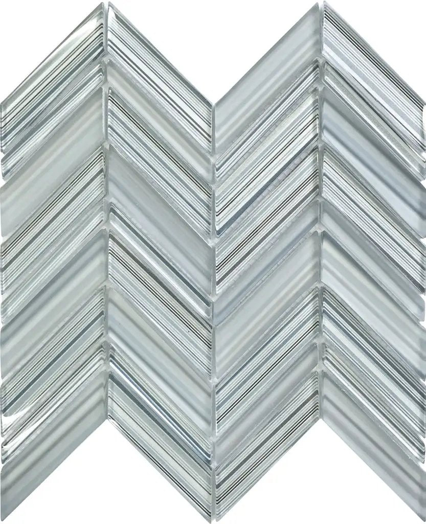 White Blue 10x10 Glossy Matte Chevron Glass Mosaic Tile (5 pack, 3.76 sq ft/case) by Apollo Tile