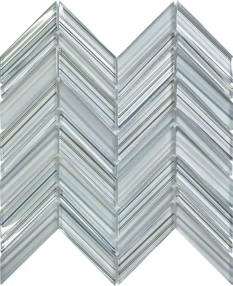 White Blue 10x10 Glossy Matte Chevron Glass Mosaic Tile (5 pack, 3.76 sq ft/case) by Apollo Tile