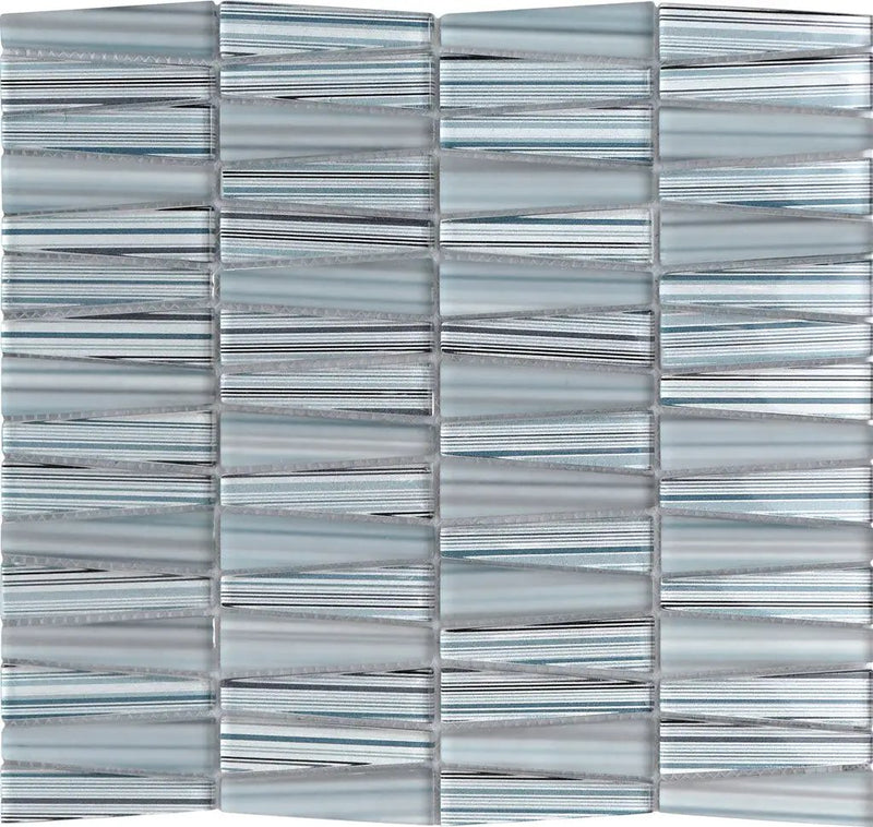 White Blue 12x13 Glossy Matte Trapezium Glass Mosaic Tile (5 pack, 5.38 sq ft/case) by Apollo Tile