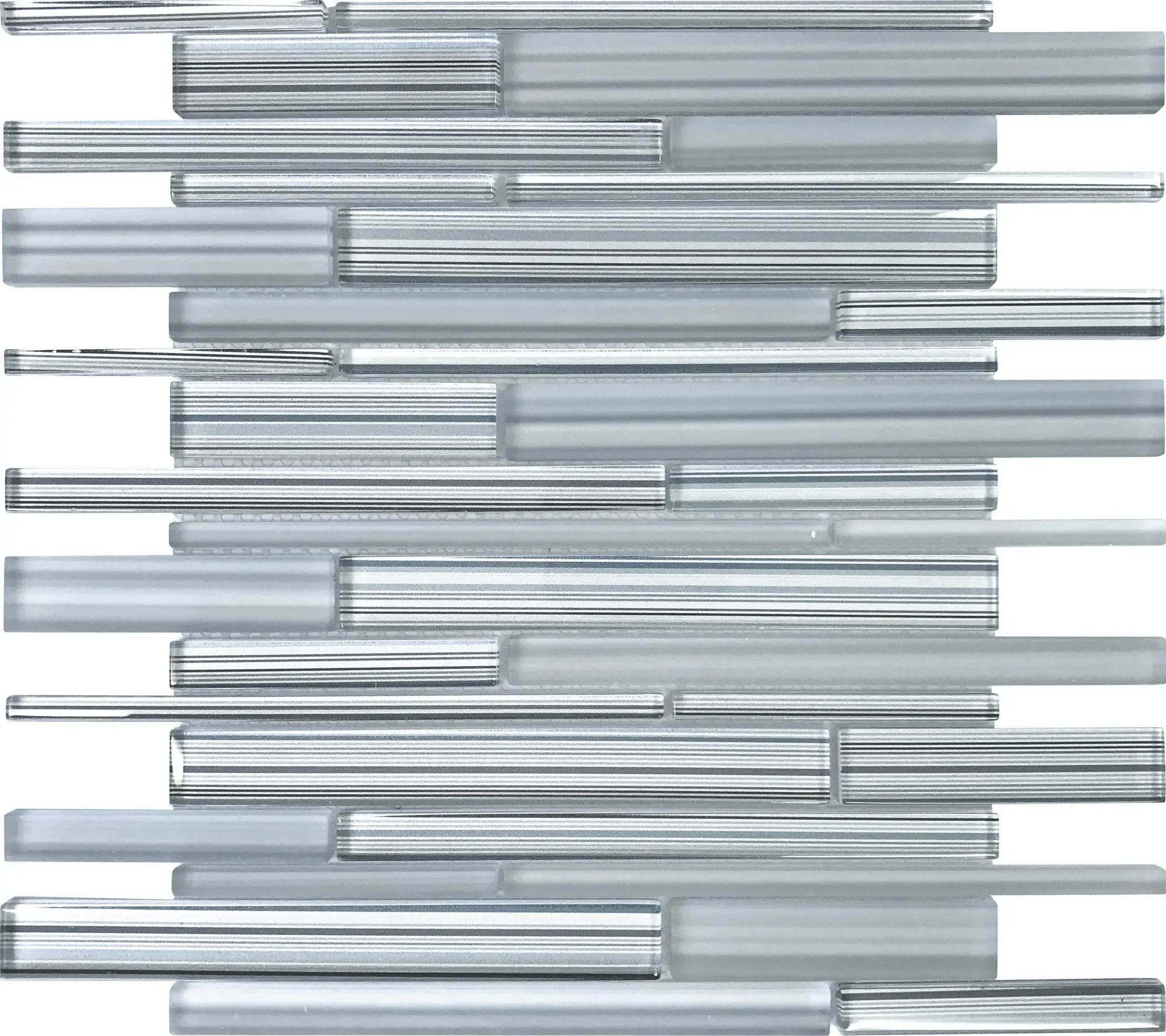 Blue Gray 12x12 Glossy Matte Sticks Glass Mosaic Tile (5 pack, 5 sq ft/case) by Apollo Tile