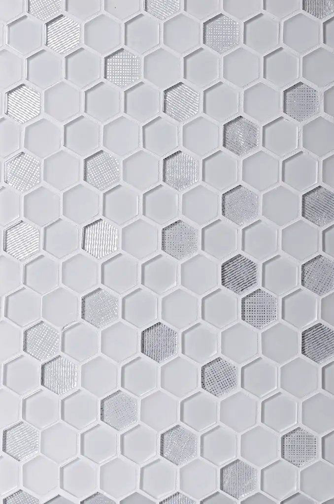 White 12x12 Hexagon Glossy Matte Glass Mosaic Tile (5 pack, 4.83 sq ft/case) by Apollo Tile