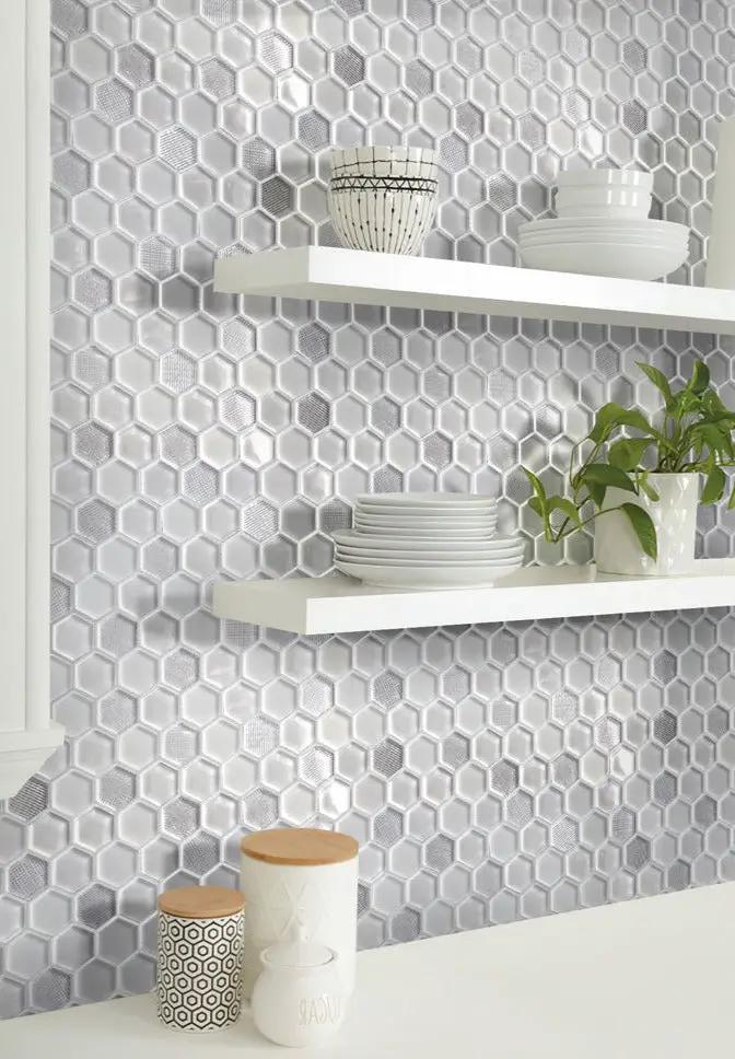 White 12x12 Hexagon Glossy Matte Glass Mosaic Tile (5 pack, 4.83 sq ft/case) by Apollo Tile
