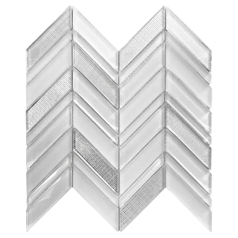 White 10x10 Chevron Glossy Matte Glass Mosaic Tile by Apollo Tile