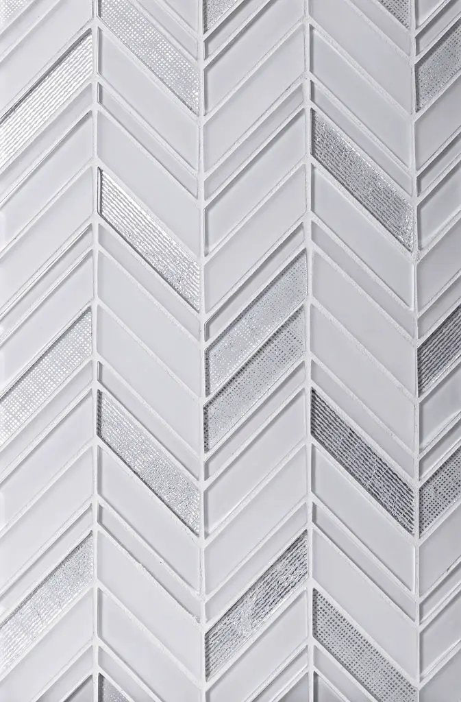 White 10x10 Glossy Matte Chevron Glass Mosaic Tile (5 pack, 3.76 sq ft/case) by Apollo Tile