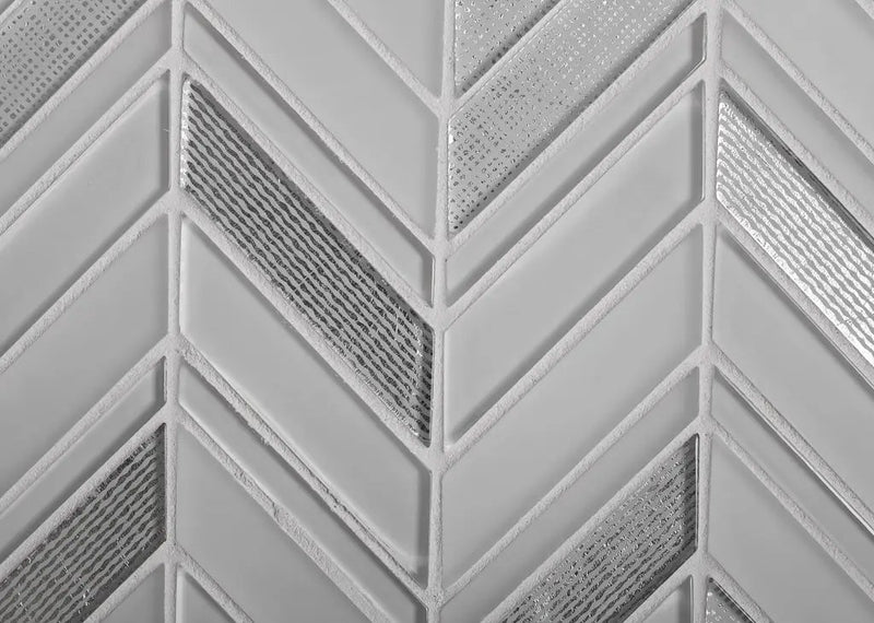 Blue Gray 10x10 Glossy Matte Chevron Glass Mosaic Tile (5 pack, 3.76 sq ft/case) by Apollo Tile